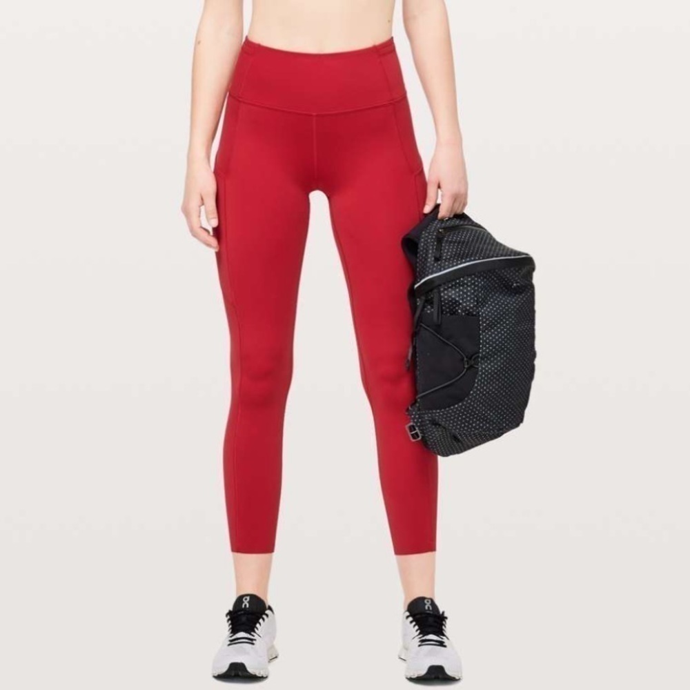 [lululemon] Fast & Free 7/8 Tight II *Non-Reflective Nulux 25" - Dark Red - 6